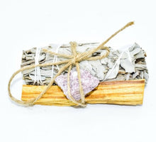 Load image into Gallery viewer, Palo Santo, Sage &amp; Crystal Smudging Bundle
