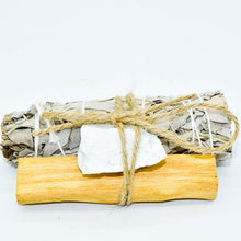 Load image into Gallery viewer, Palo Santo, Sage &amp; Crystal Smudging Bundle
